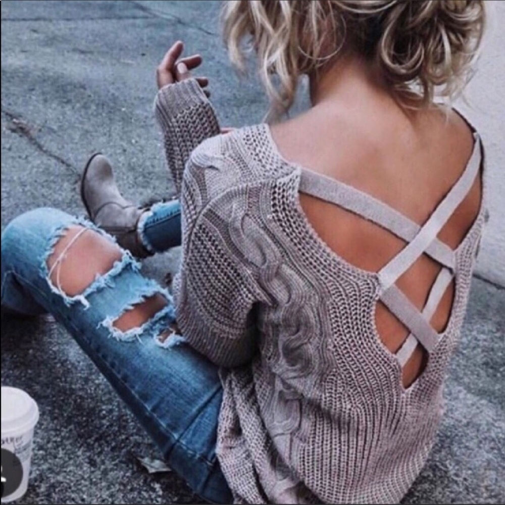 🍂Cross Back Sweater in Mauve🍂
